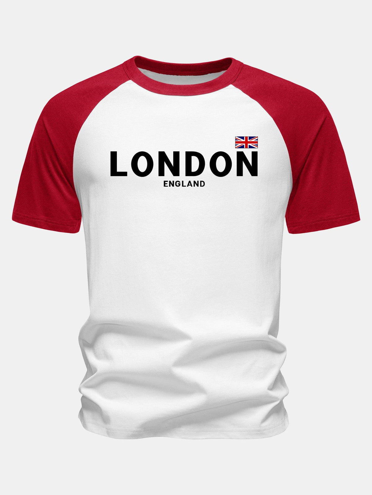 Camiseta de algodão estampada com mangas raglan, Londres, Inglaterra