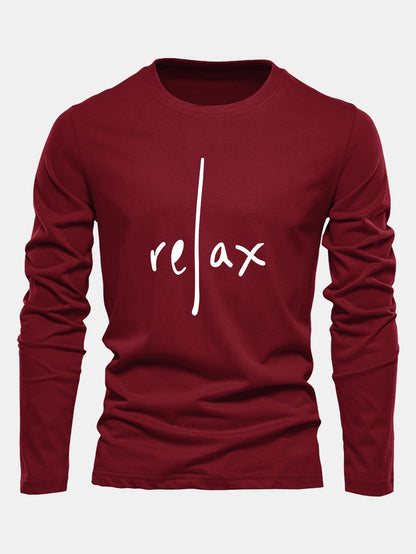 Relax Print Long Sleeve Cotton T-Shirt