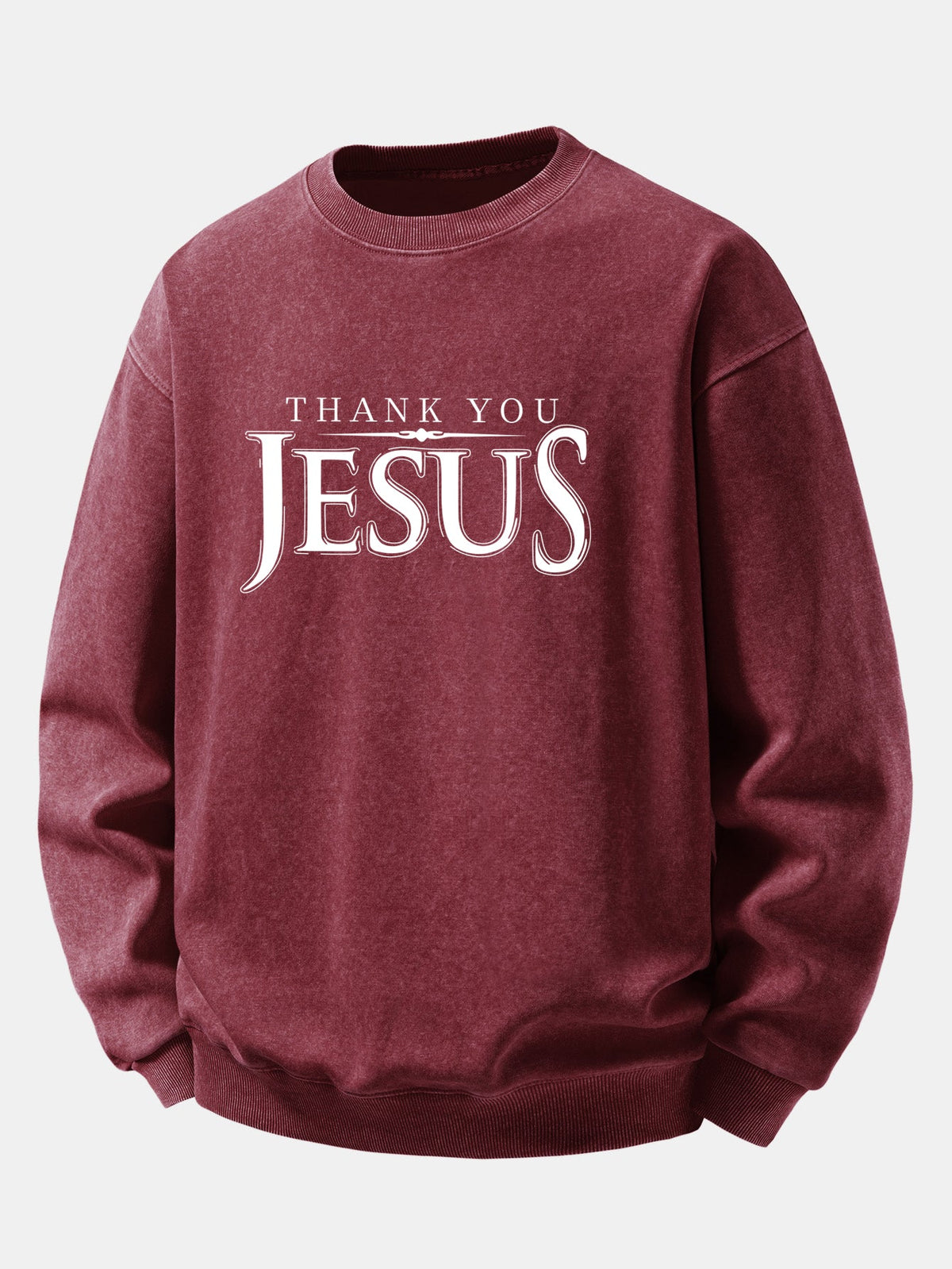 Jesus Print Washed Distressed Sweatshirt