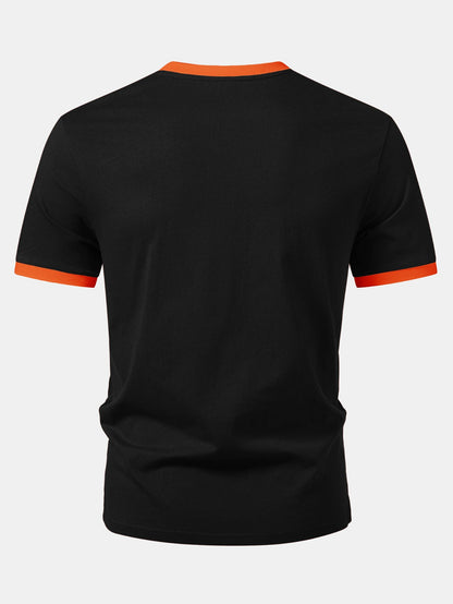 Camiseta Ringer de Contraste com Estampa de Fantasma Glitch