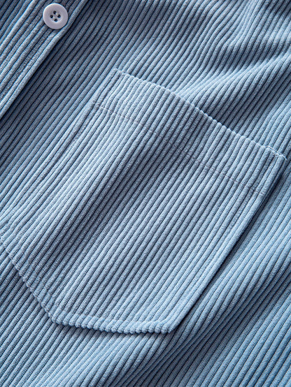 Hooded Corduroy Long Sleeve Shirt