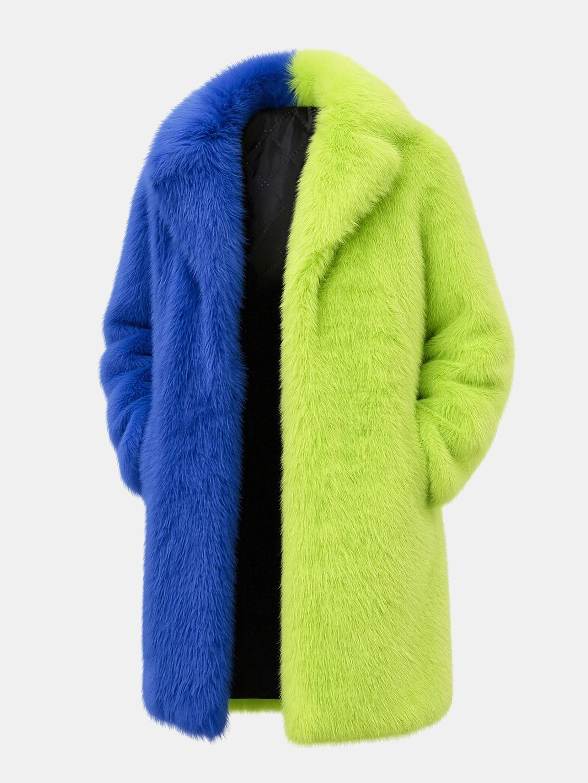 Two-Tone Faux Fur Longline Coat