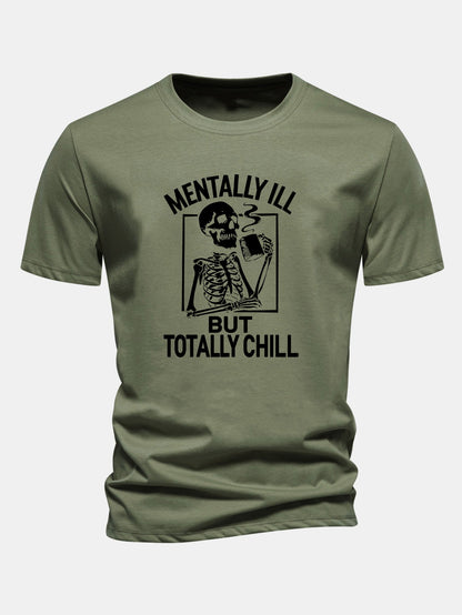 Coffee Skeleton Print Cotton T-Shirt