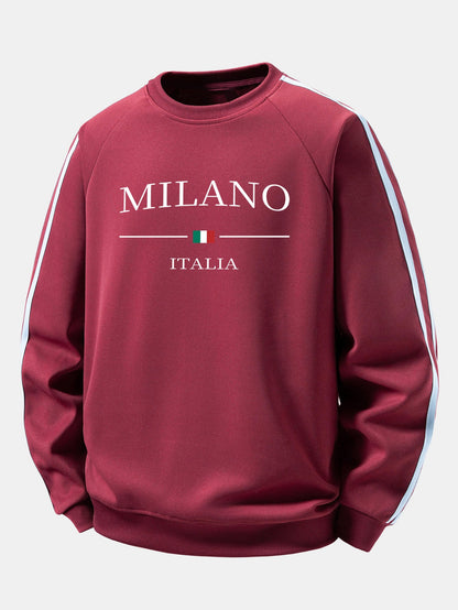 Milano Print Contrast Stripe Raglan Sweatshirt