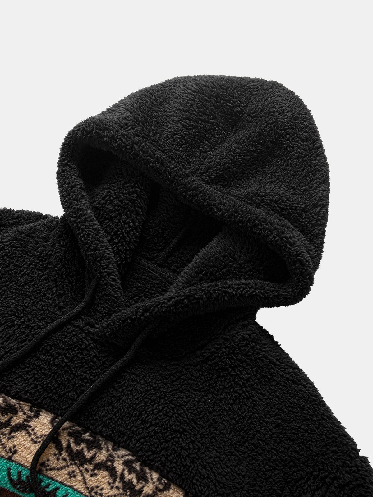 Geometric Patchwork Relaxed Teddy Hoodie
