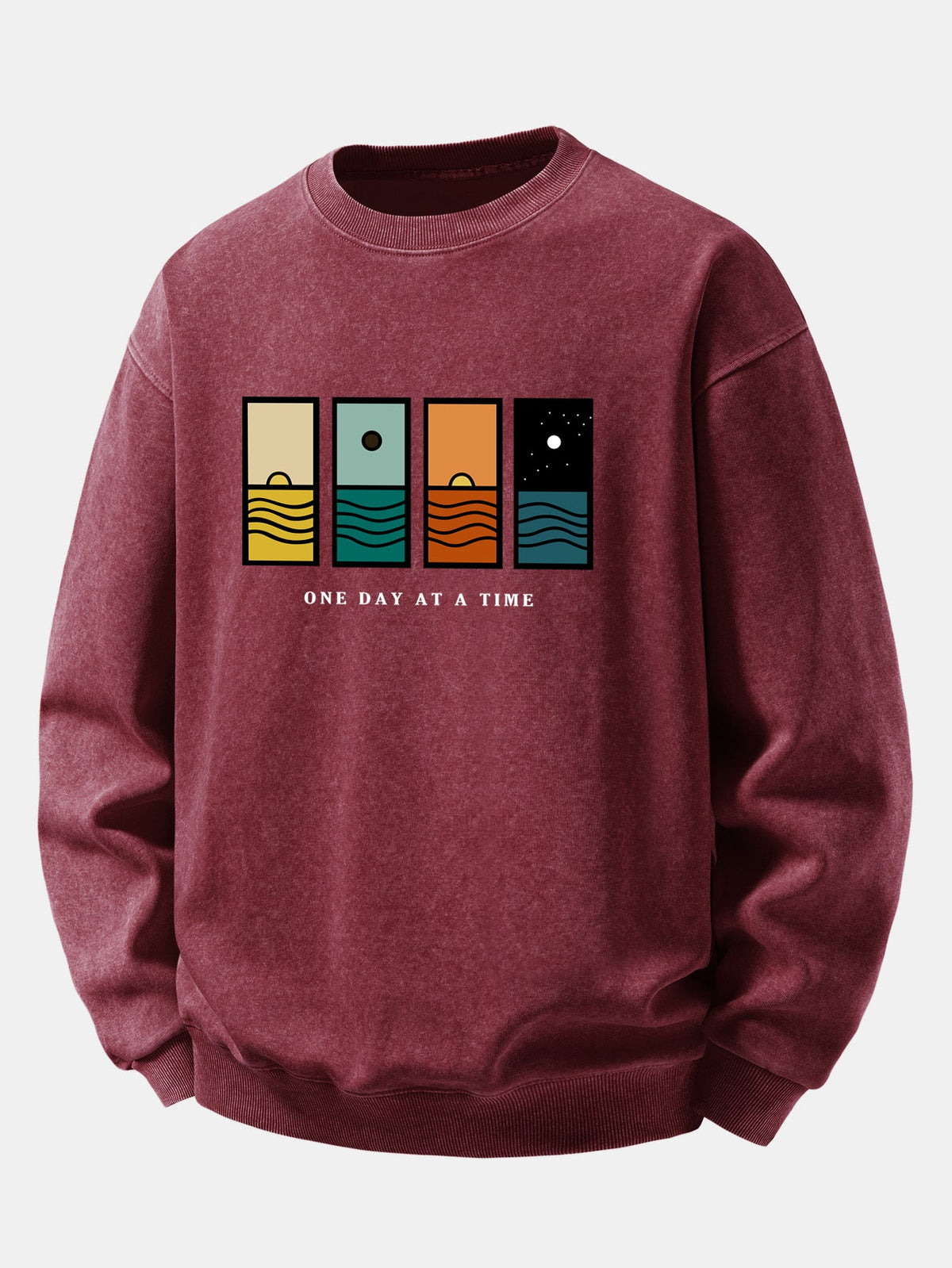 "One Day At A Time" Washed Distressed Sweatshirt