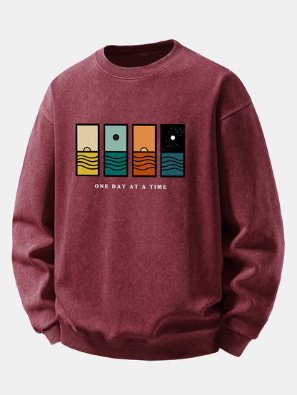 "One Day At A Time" Washed Distressed Sweatshirt