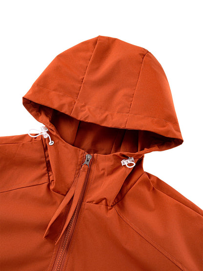 Anorak com capuz e zíper de meia abertura contra o vento