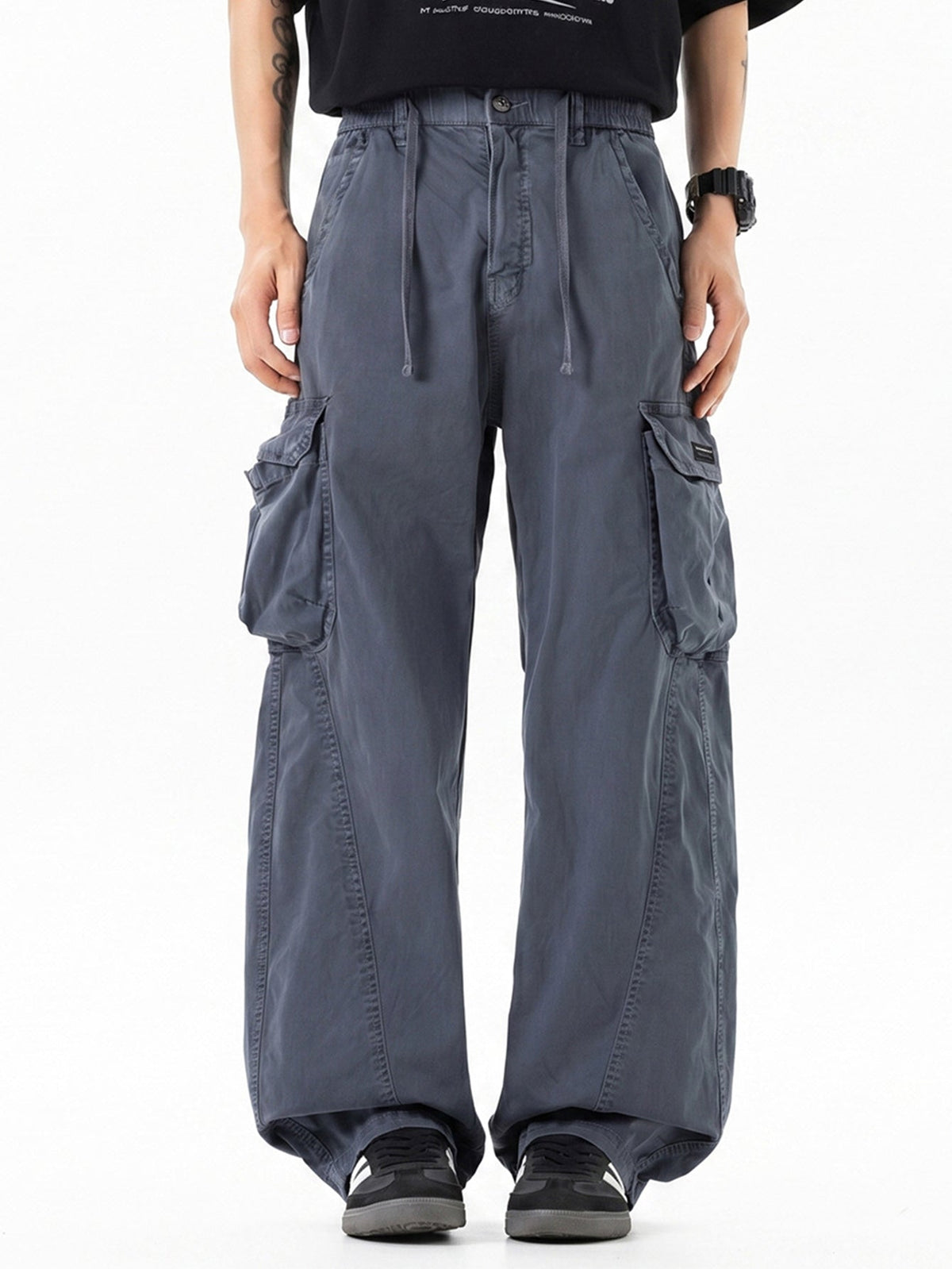 Vintage Washed Wide Leg Cargo Trousers