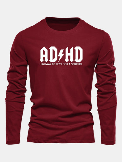 ADHD Print Long Sleeve Cotton T-Shirt