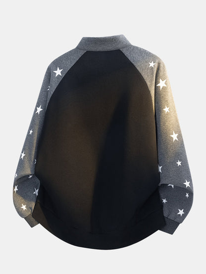 Star Print Quarter-Zip Raglan Sweatshirt