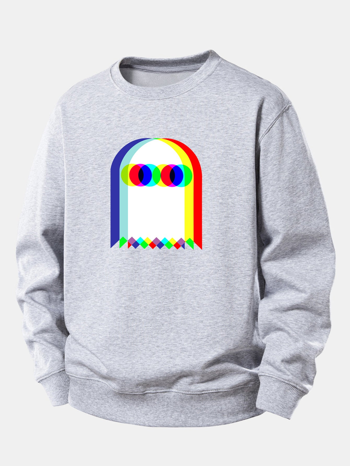 Moletom de caimento confortável com estampa de fantasma com efeito de falha digital