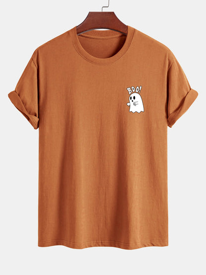 BOO Ghost Print Cotton T-Shirt