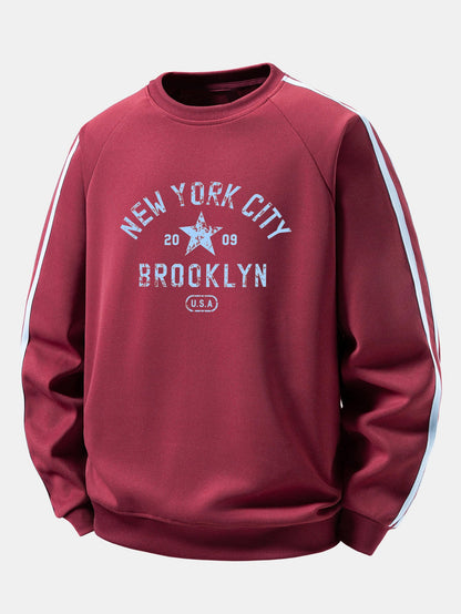 New York Print Contrast Stripe Raglan Sweatshirt