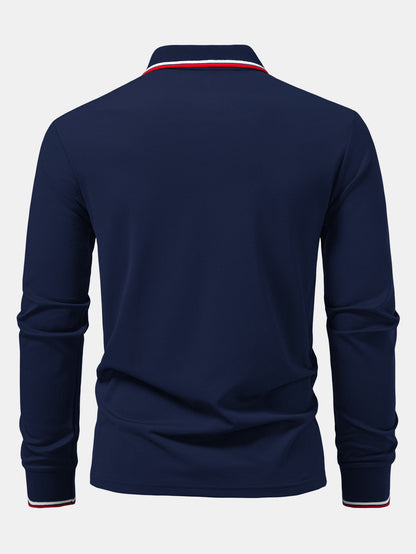 Polos de manga longa com acabamento contrastante
