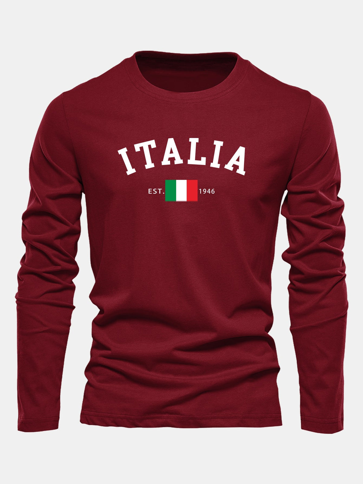 Camiseta de algodão de manga longa com estampa da Itália