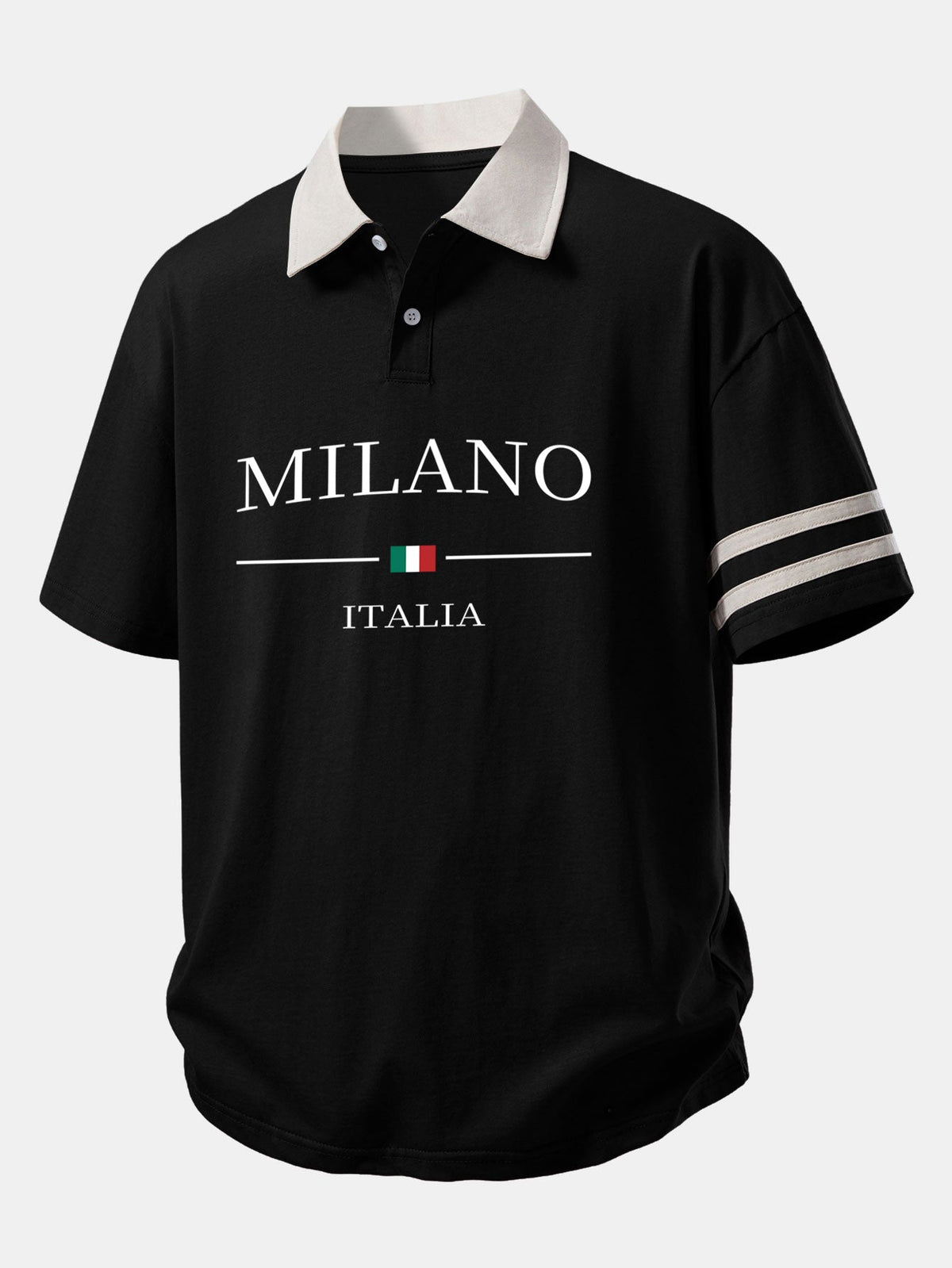 Camisa Polo com Gola Contrastante e Estampa Milano & Shorts de Algodão com Cordão de 7"