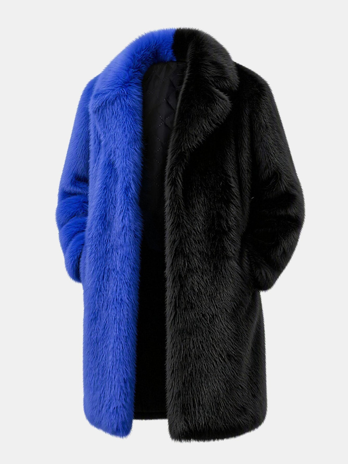 Two-Tone Faux Fur Longline Coat