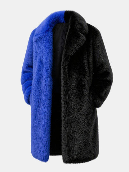 Two-Tone Faux Fur Longline Coat