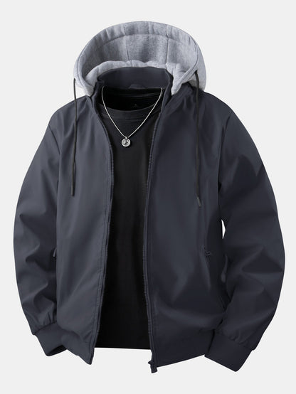 Zip Bomber Jacket with Removable Hood