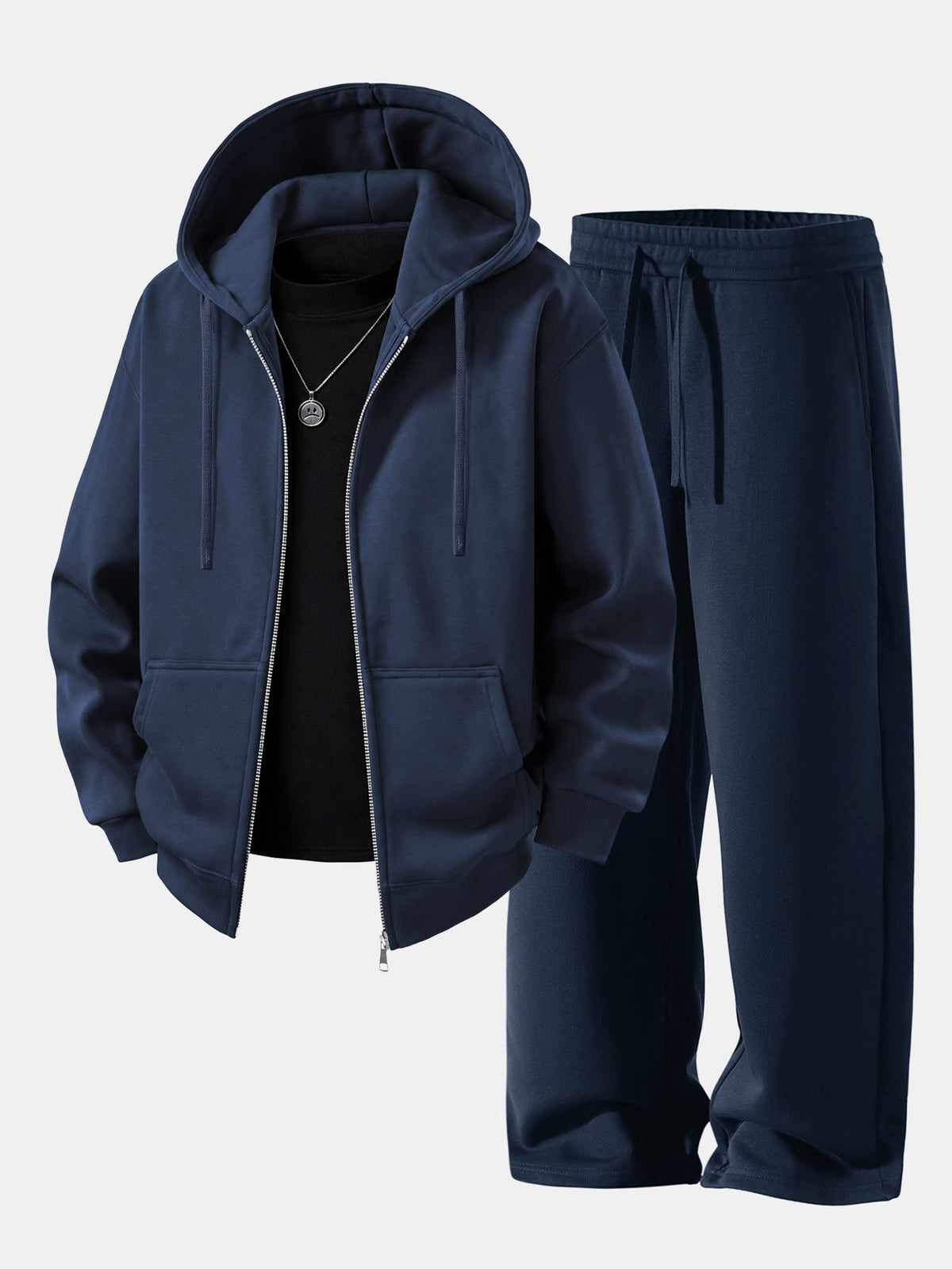 Relaxed Zip Hoodie & Wide Leg Sweatpants Set