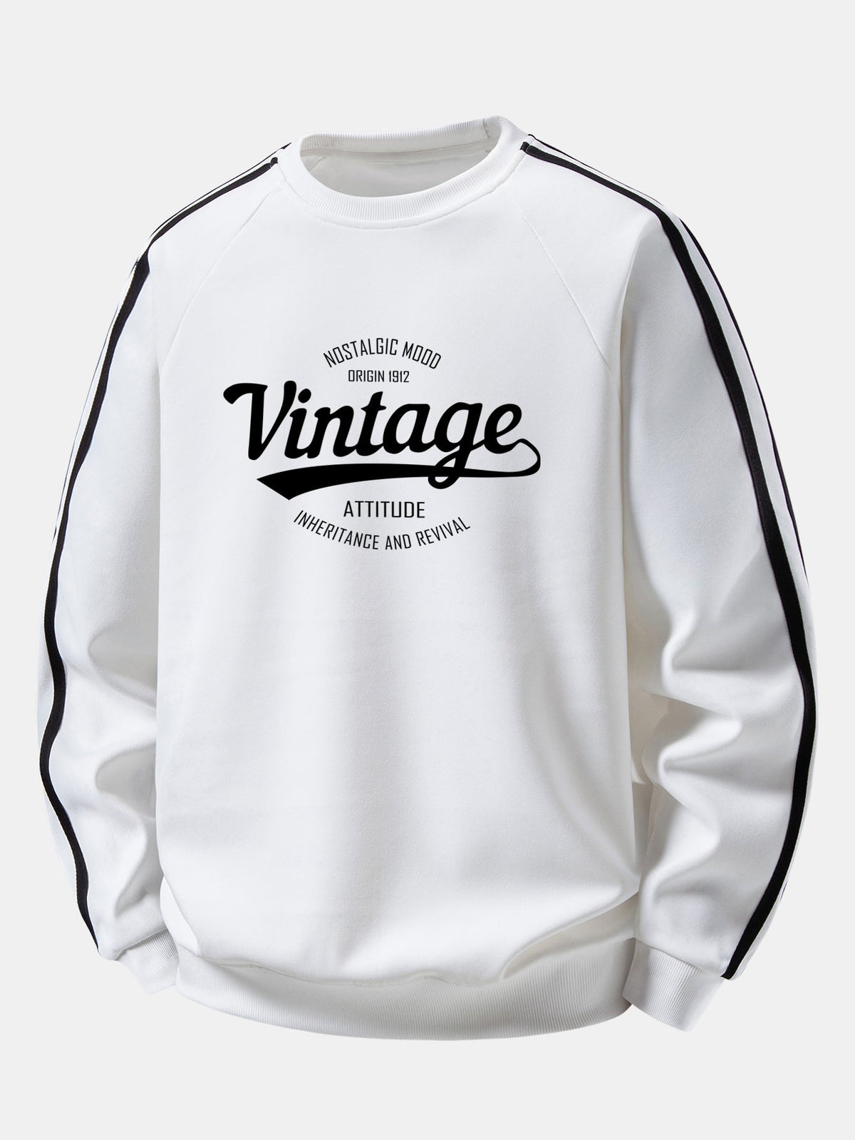 Vintage Print Contrast Stripe Raglan Sweatshirt