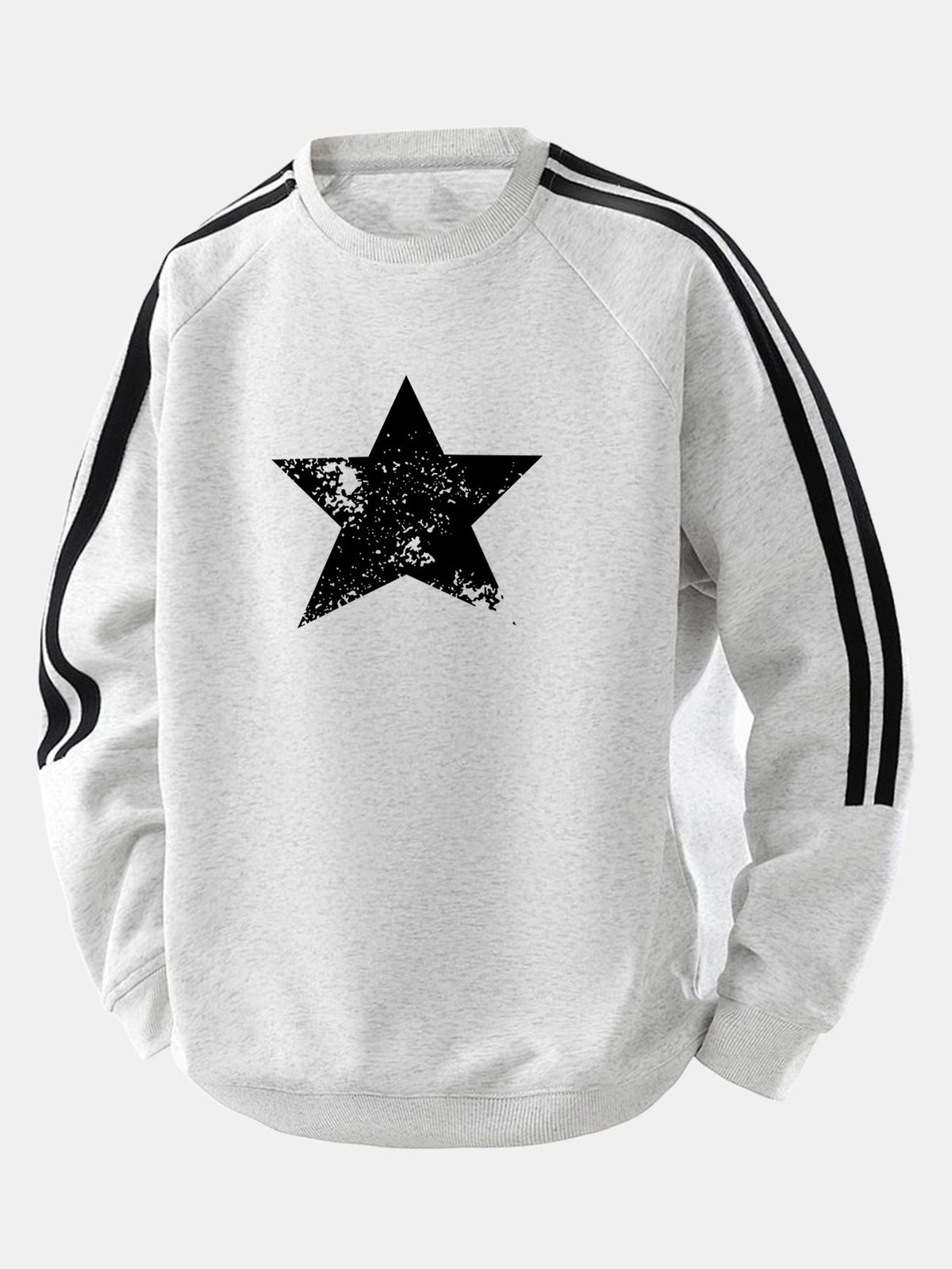 Moletom raglan listrado vintage com estampa de estrelas e modelagem confortável