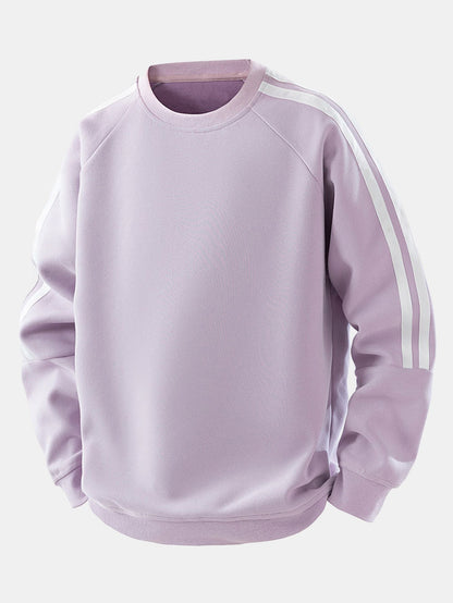 Moletom raglan vintage listrado de gola redonda e modelagem confortável