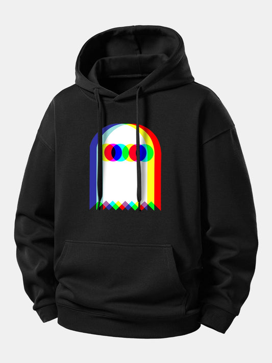 Moletom com capuz de corte confortável e estampa de fantasma glitch