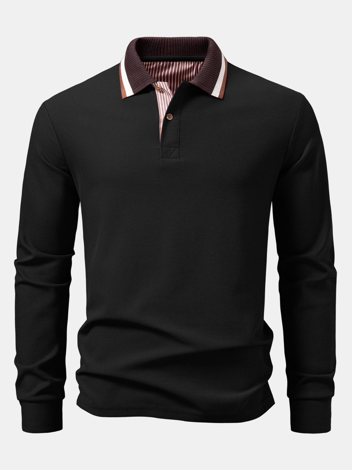Polo de manga longa com gola contrastante