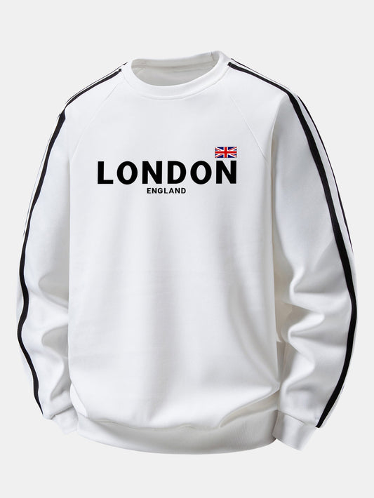 London Print Contrast Stripe Raglan Sweatshirt