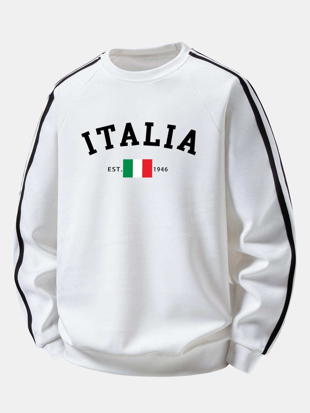 Italia Print Contrast Stripe Raglan Sweatshirt