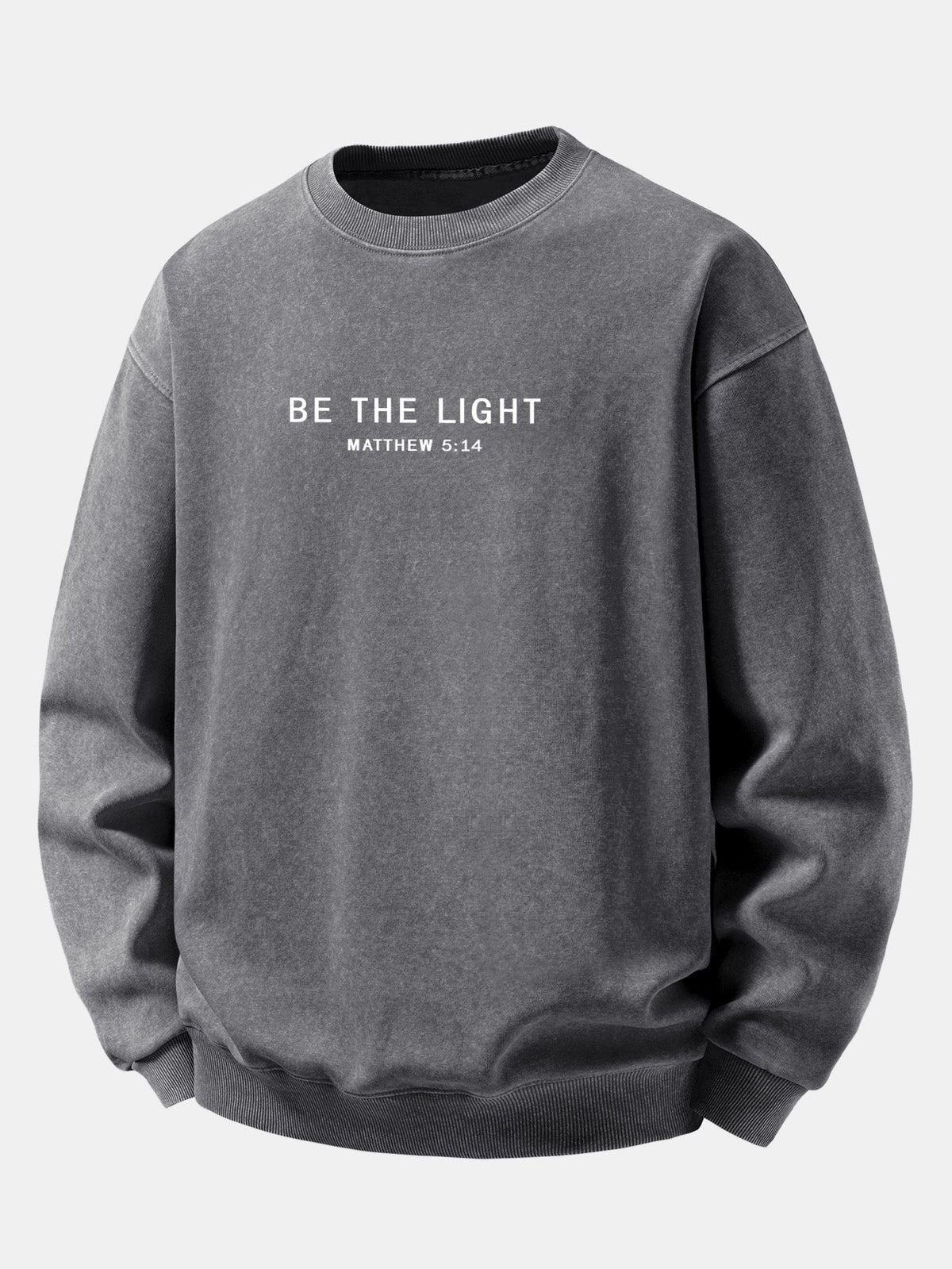 "Be The Light" Washed Distressed Sweatshirt