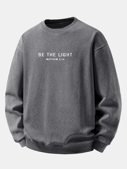 "Be The Light" Washed Distressed Sweatshirt