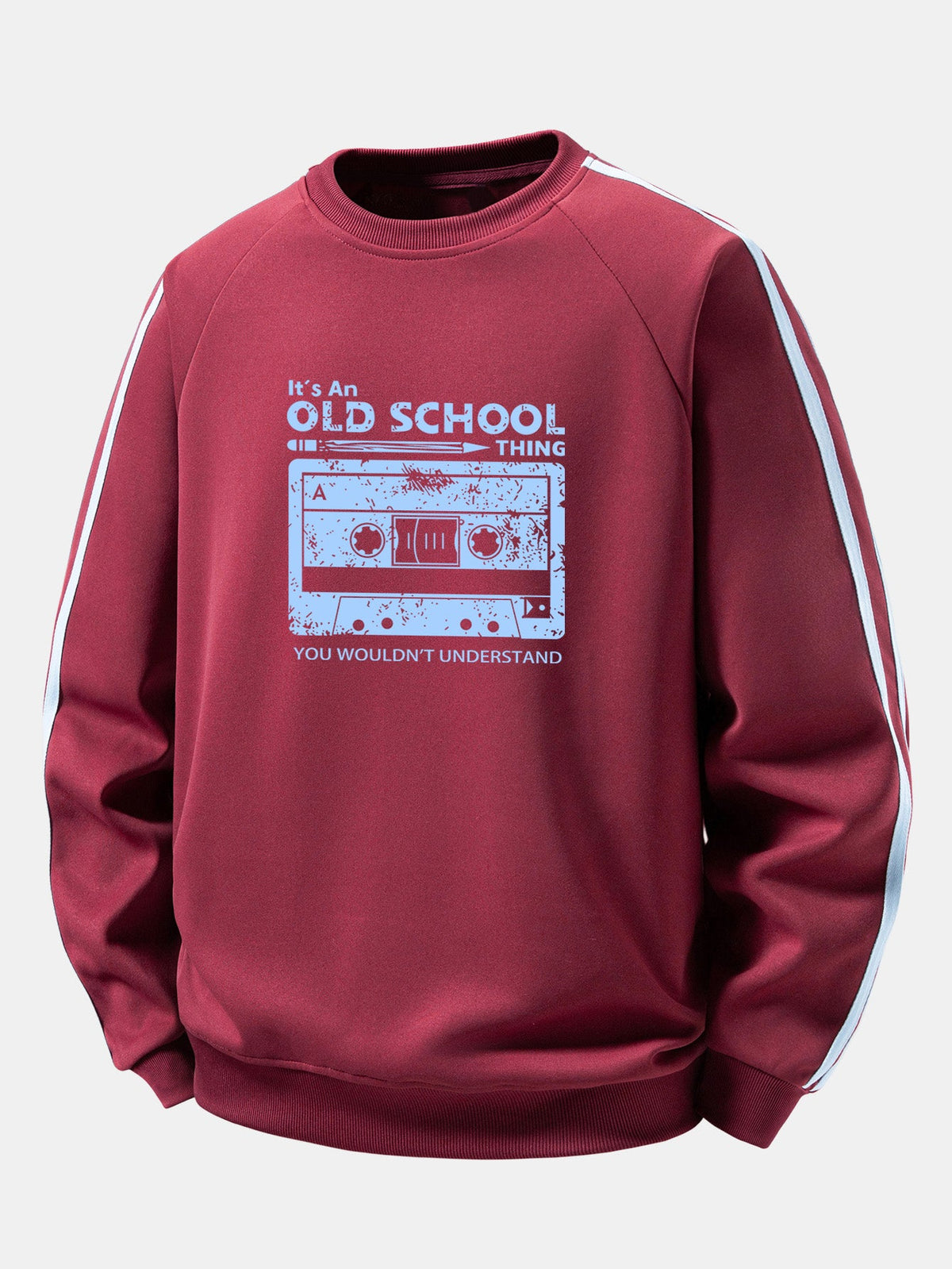 Cassette Print Contrast Stripe Raglan Sweatshirt
