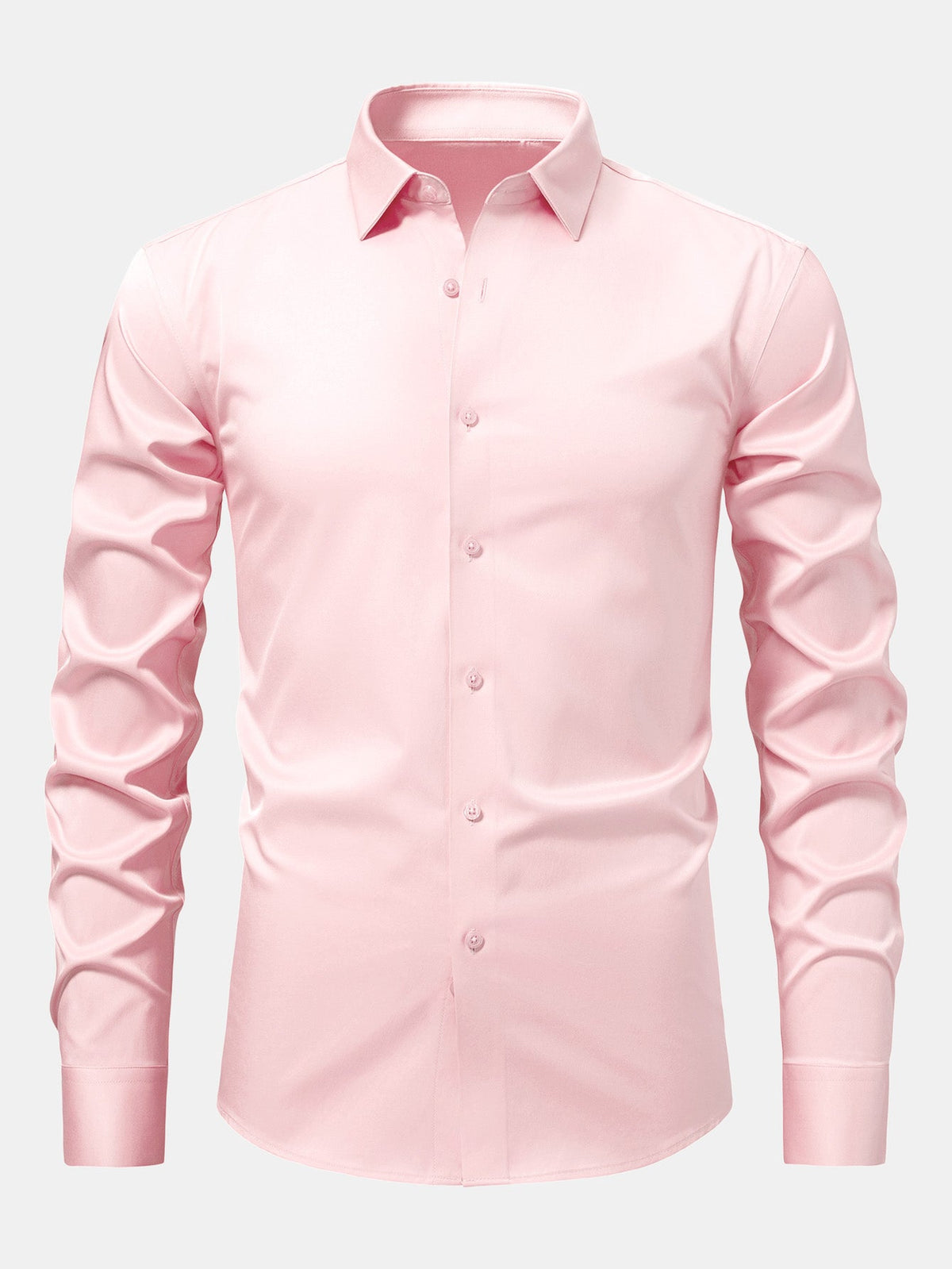 Camisa de cetim justa de manga longa com botões