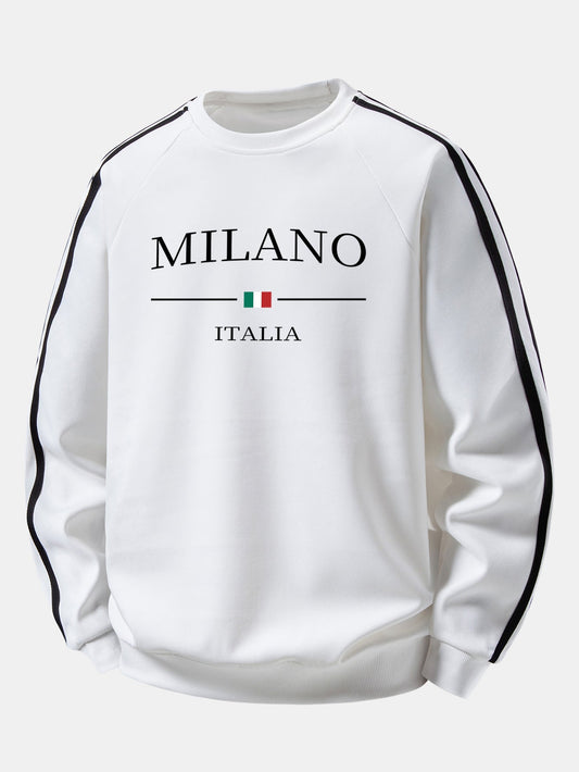 Milano Print Contrast Stripe Raglan Sweatshirt