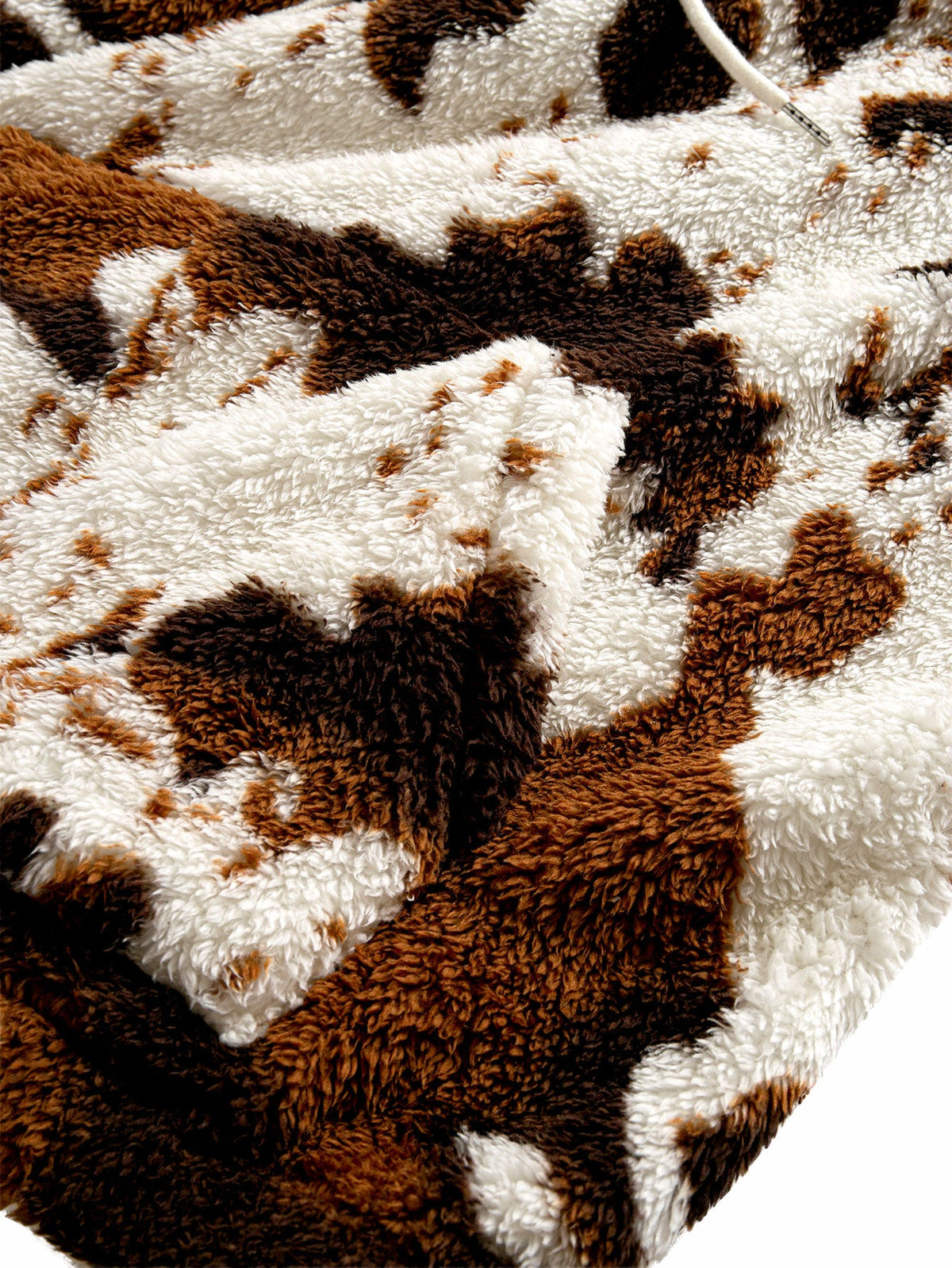 Cow Print Teddy Fleece Hoodie