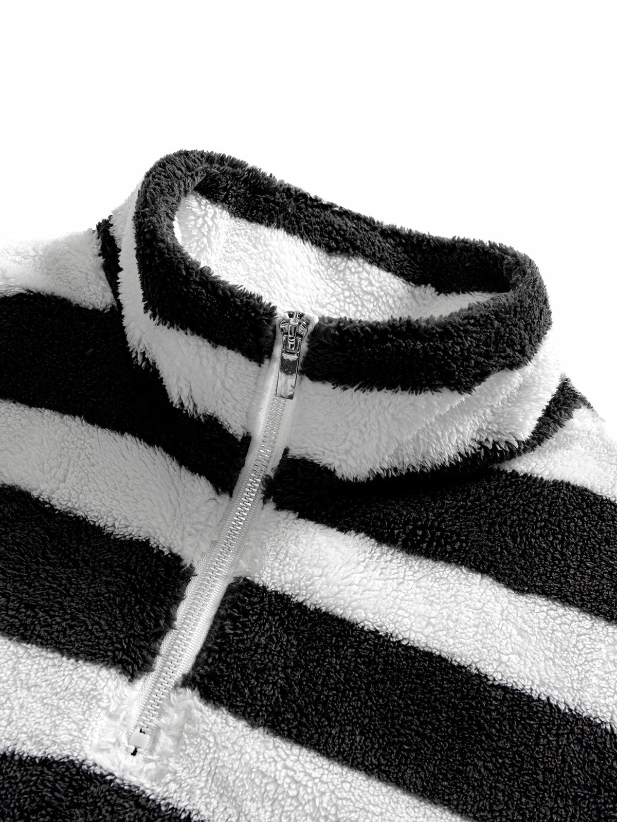 Striped Teddy Fleece Quarter-Zip & Straight Trousers Set