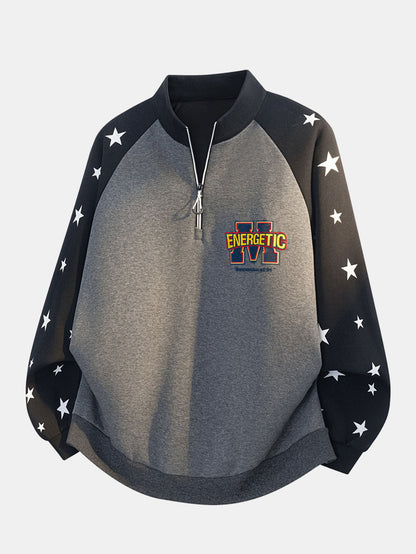 Star Print Quarter-Zip Raglan Sweatshirt