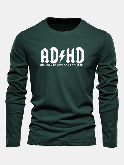 ADHD Print Long Sleeve Cotton T-Shirt