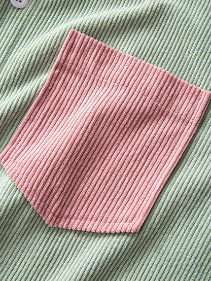 Camisa de veludo cotelê com capuz e blocos de cores