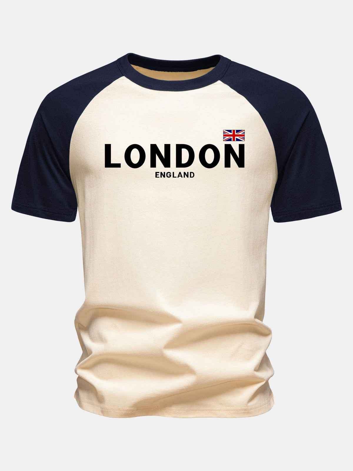Camiseta de algodão estampada com mangas raglan, Londres, Inglaterra