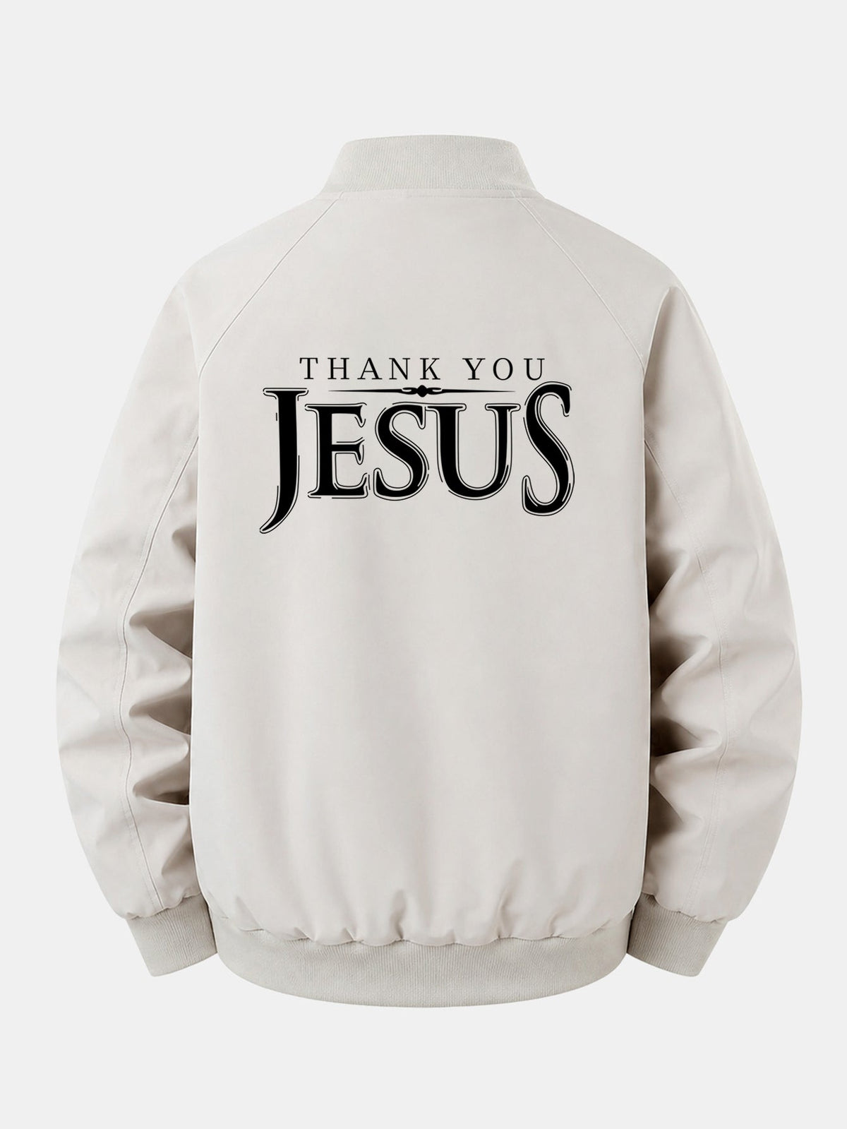 Jesus Print Relaxed Zip Bomber Jacket