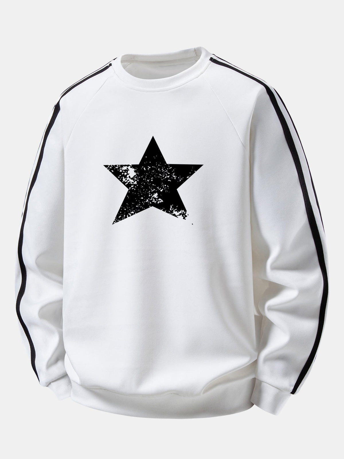 Star Print Contrast Stripe Raglan Sweatshirt