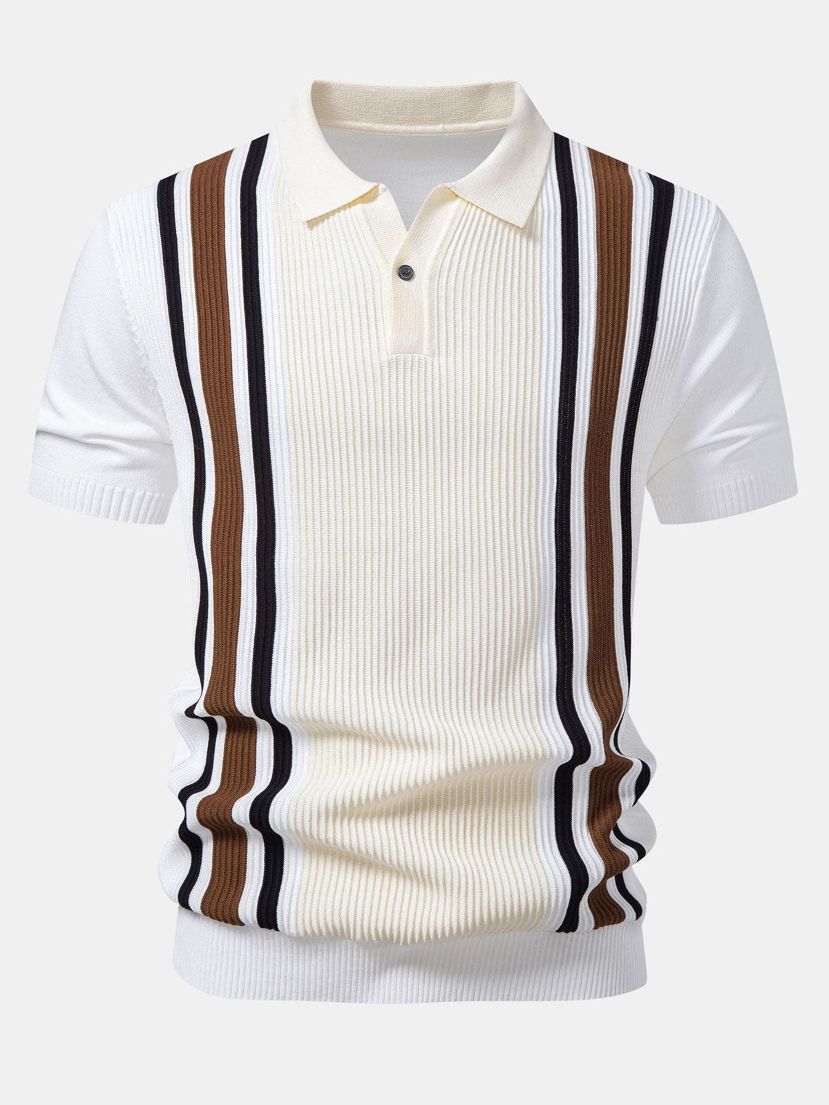 Contrast Stripe Ribbed Knit Polo