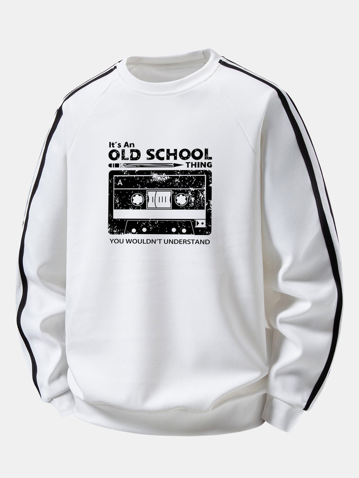 Cassette Print Contrast Stripe Raglan Sweatshirt