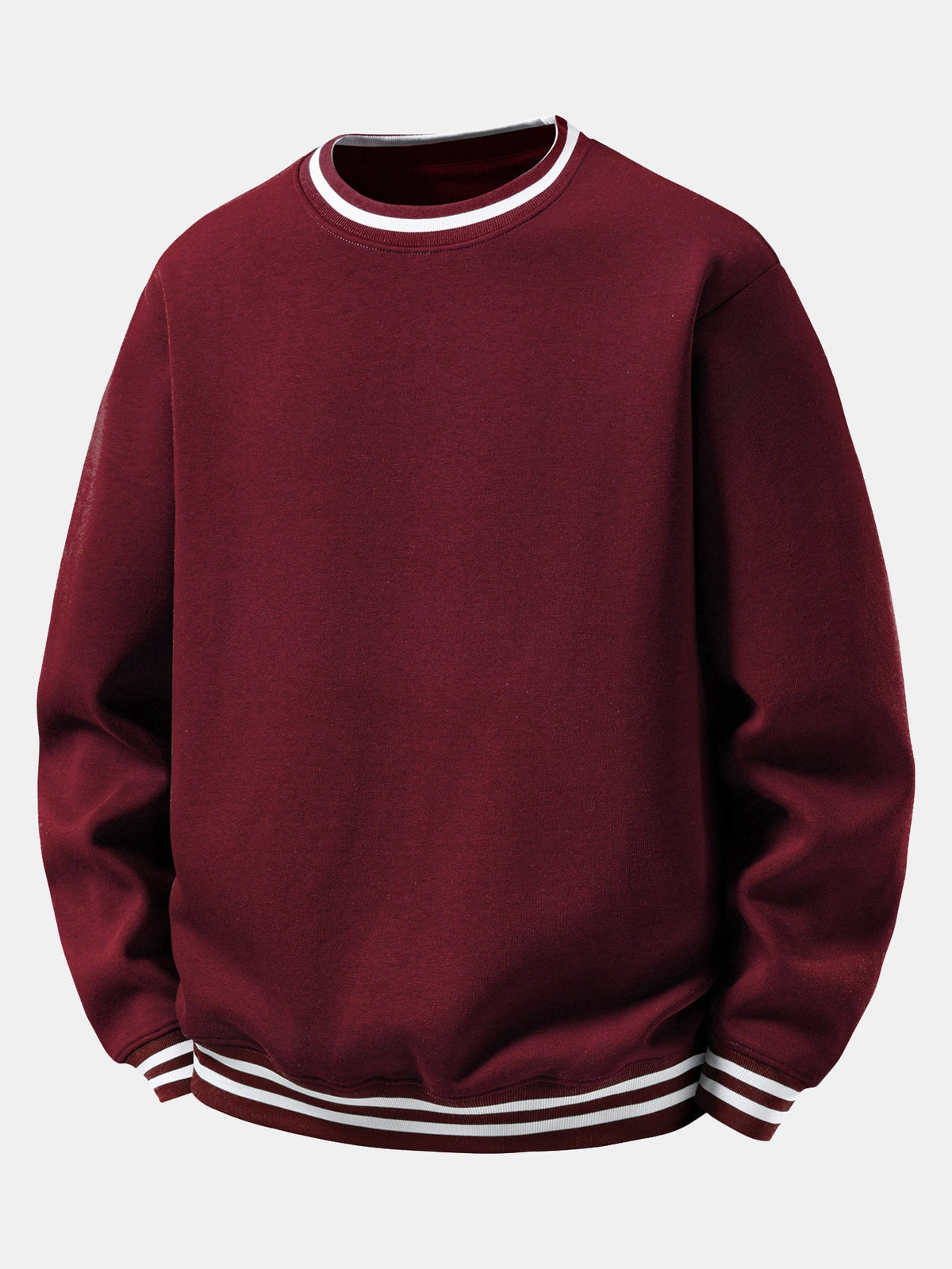 Striped Ribbed Crew Neck Sweatshirt