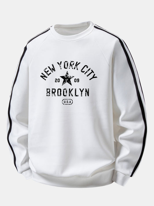 New York Print Contrast Stripe Raglan Sweatshirt