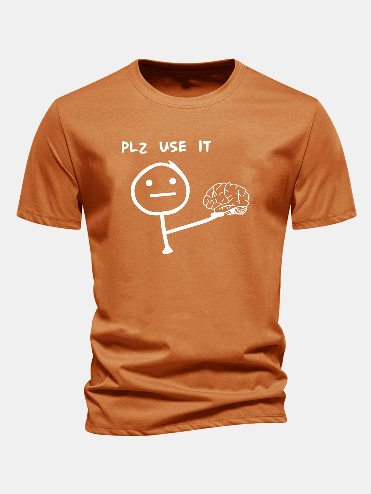 Camiseta de algodão com estampa “Please Use It Brain”, corte regular